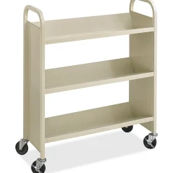 Safco Steel 3-Shelf Single-Sided Book Carts - 3 Shelf - 2.50" Caster Size - Steel - 36" Width x 14.50" Depth x 43.50" Height - Sand - 1 Each