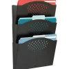 Safco® Steel Triple-Tray Letter-Size Wall Pocket, 17 1/4"H x 12"W x 3 1/4"D, Black