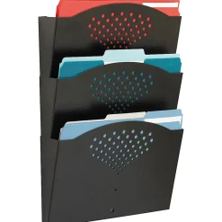 Safco® Steel Triple-Tray Letter-Size Wall Pocket, 17 1/4"H x 12"W x 3 1/4"D, Black