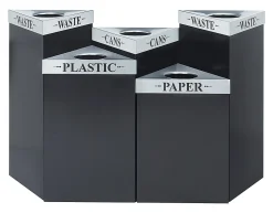 Safco® Trifecta Steel Receptacle Base, 15 Gallons, 26" x 19 1/2" x 19 1/2", Black