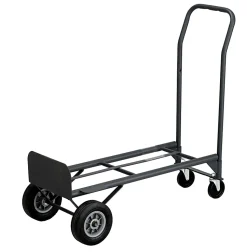 Safco® Tuff Truck™ Convertible Hand Truck, 400-500 Lb. Capacity, 8" Wheel, Black