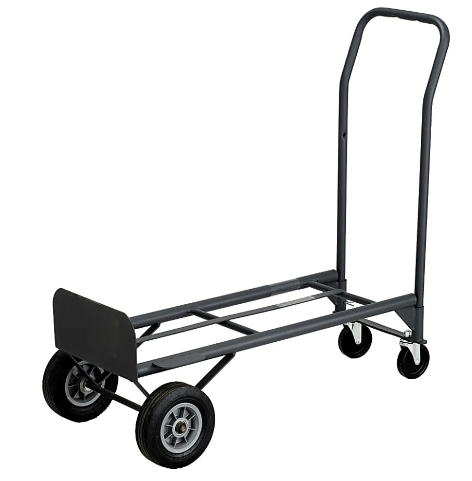 Safco® Tuff Truck™ Convertible Hand Truck, 400-500 Lb. Capacity, 8" Wheel, Black