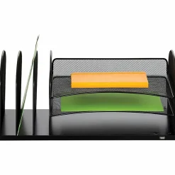 Safco® USB Powered Onyx™ Mesh Desk Organizer, 3 Horizontal/3 Upright Sections, Black