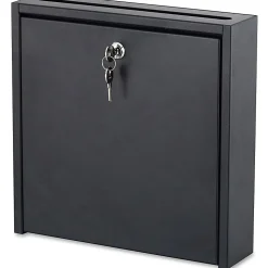 Safco® Wall-Mounted Inter-department Steel Mailbox With Lock, 12" x 12", Black