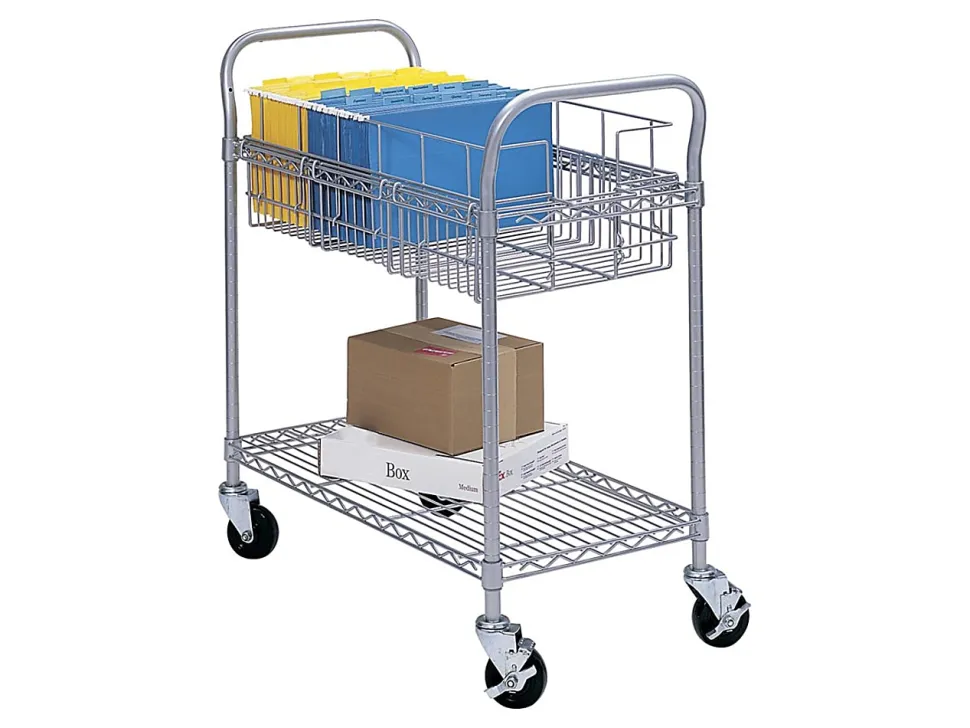 Safco® Wire Mail Cart, 38 1/2"H x 26 3/4"W x 18 3/4"D, Metallic Gray