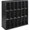 Safco® Wood Mail Sorter, 18 Compartments, 32 3/4"H x 33 3/4"W x 12"D, Black