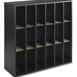 Safco® Wood Mail Sorter, 18 Compartments, 32 3/4"H x 33 3/4"W x 12"D, Black