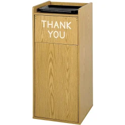 Safco® Wood Tray Top Receptacle, 36 Gallons, Oak