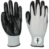 Safety Zone Black/Gray Coated Knit Gloves - Nitrile Coating - Large Size - Black, Gray - Knitted - For Industrial