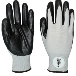 Safety Zone Black/Gray Coated Knit Gloves - Nitrile Coating - Large Size - Black, Gray - Knitted - For Industrial