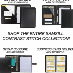 Samsill Contrast Stitch Bonded Leather Ring Binder, 1" Ring, 8 1/2" x 11", Black