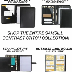 Samsill Contrast Stitch Bonded Leather Ring Binder, 1" Ring, 8 1/2" x 11", Black