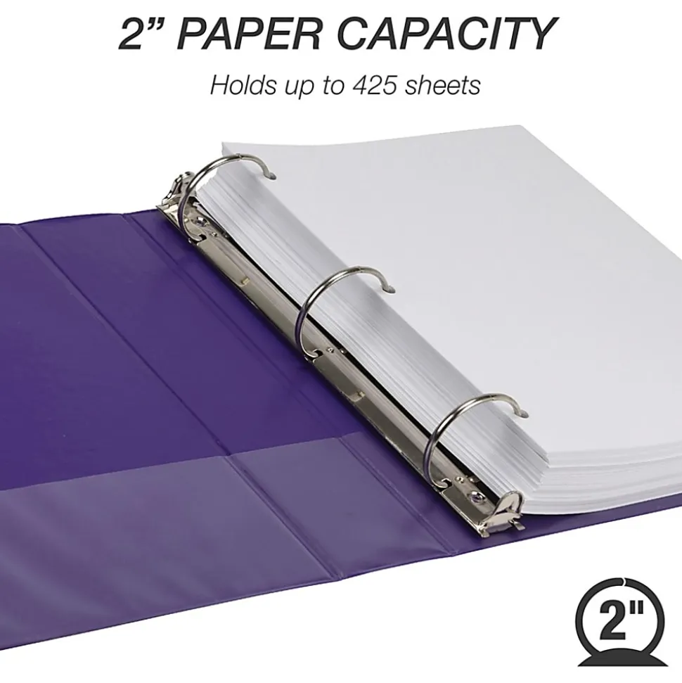 Samsill Earthchoice Durable View Binder, 2" Ring, 8 1/2" x 11", Assorted Colors, Pack Of 4