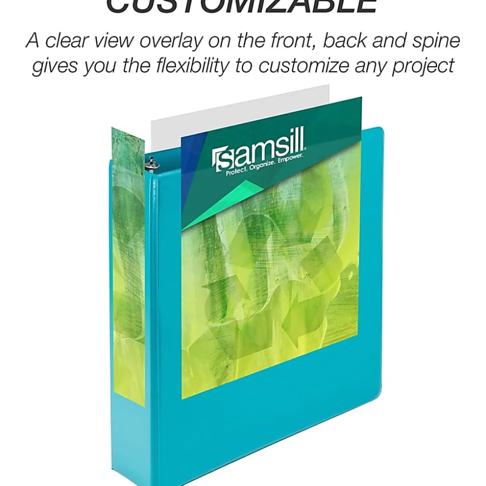 Samsill Earthchoice Durable View Binder, 2" Ring, 8 1/2" x 11", Assorted Colors, Pack Of 4