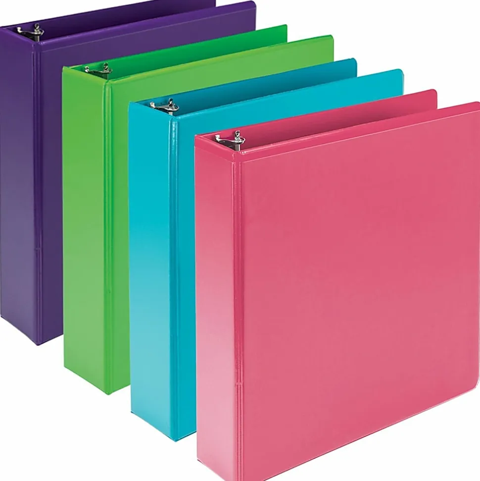 Samsill Earthchoice Durable View Binder, 2" Ring, 8 1/2" x 11", Assorted Colors, Pack Of 4