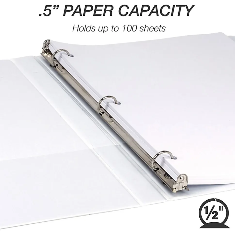 Samsill Economy 1/2" View Ring Binder, 1/2" Ring, White, Carton Of 12