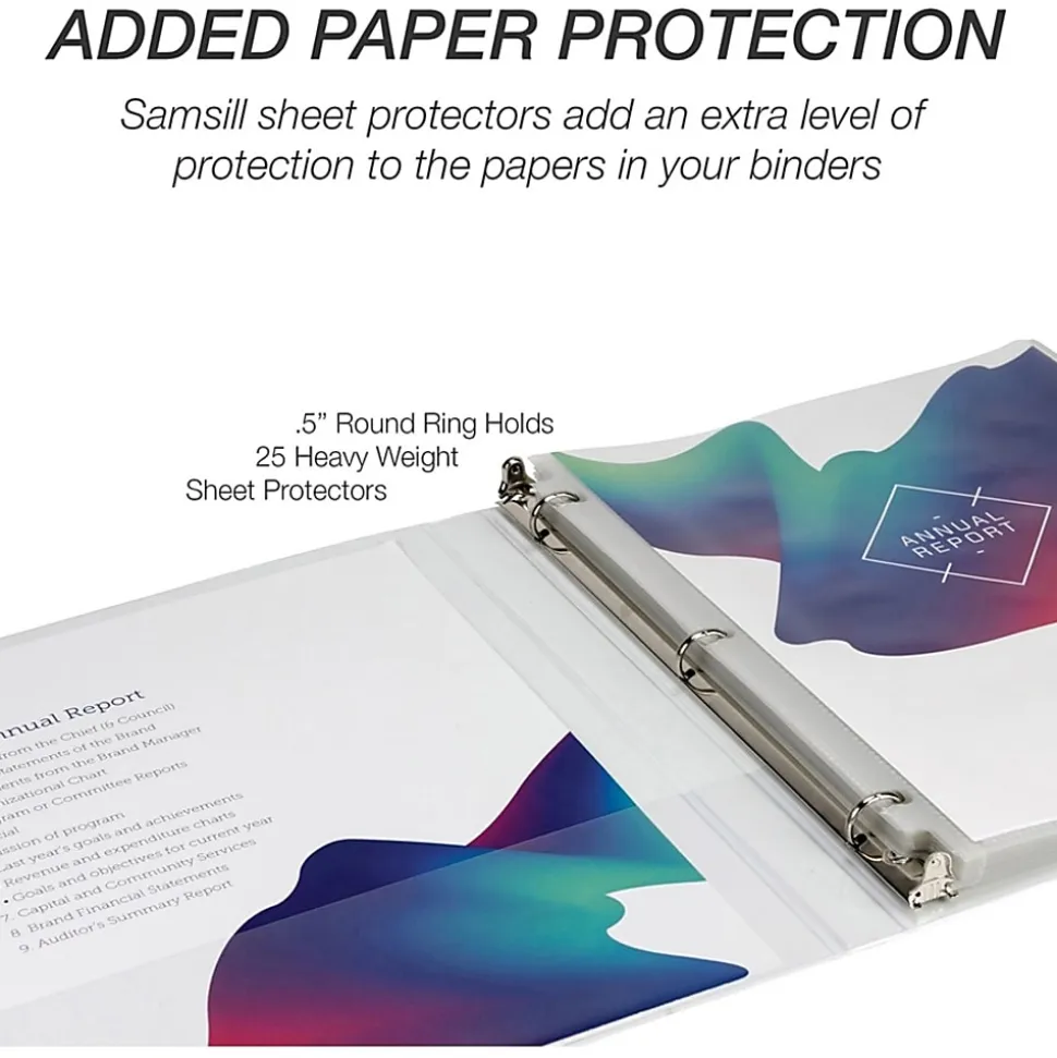 Samsill Economy 1/2" View Ring Binder, 1/2" Ring, White, Carton Of 12