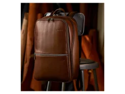 Samsonite Classic Leather Slim - Notebook carrying backpack - 14.1" - cognac