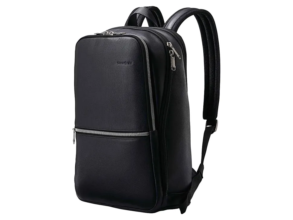 Samsonite Classic Leather Slim - Notebook carrying backpack - 14.1" - black