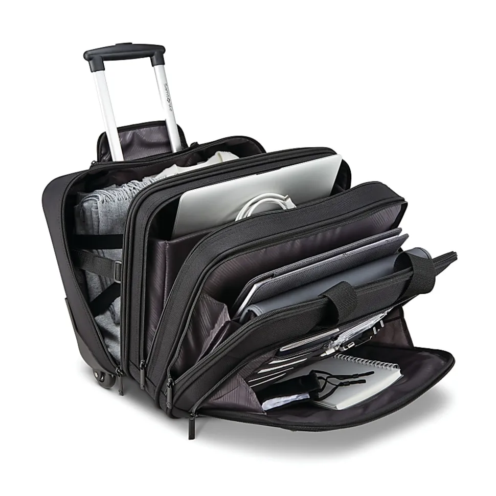 Samsonite® Classic 2-Wheeled Polyester Business Case With 15.6" Laptop Pocket, 9-1/16"H x 16-9/16"W x 13-3/8"D, Black