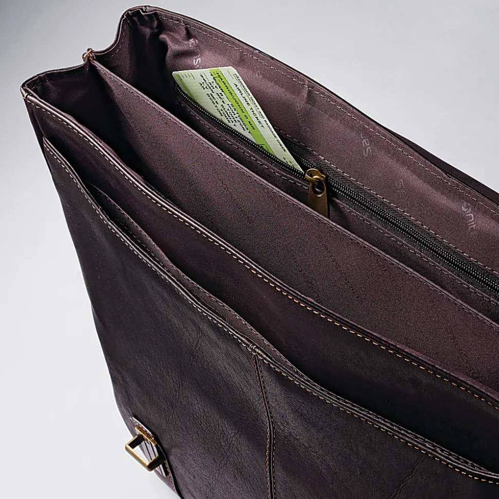 Samsonite® Leather Portfolio, 12" x 16.5" x 5", Brown