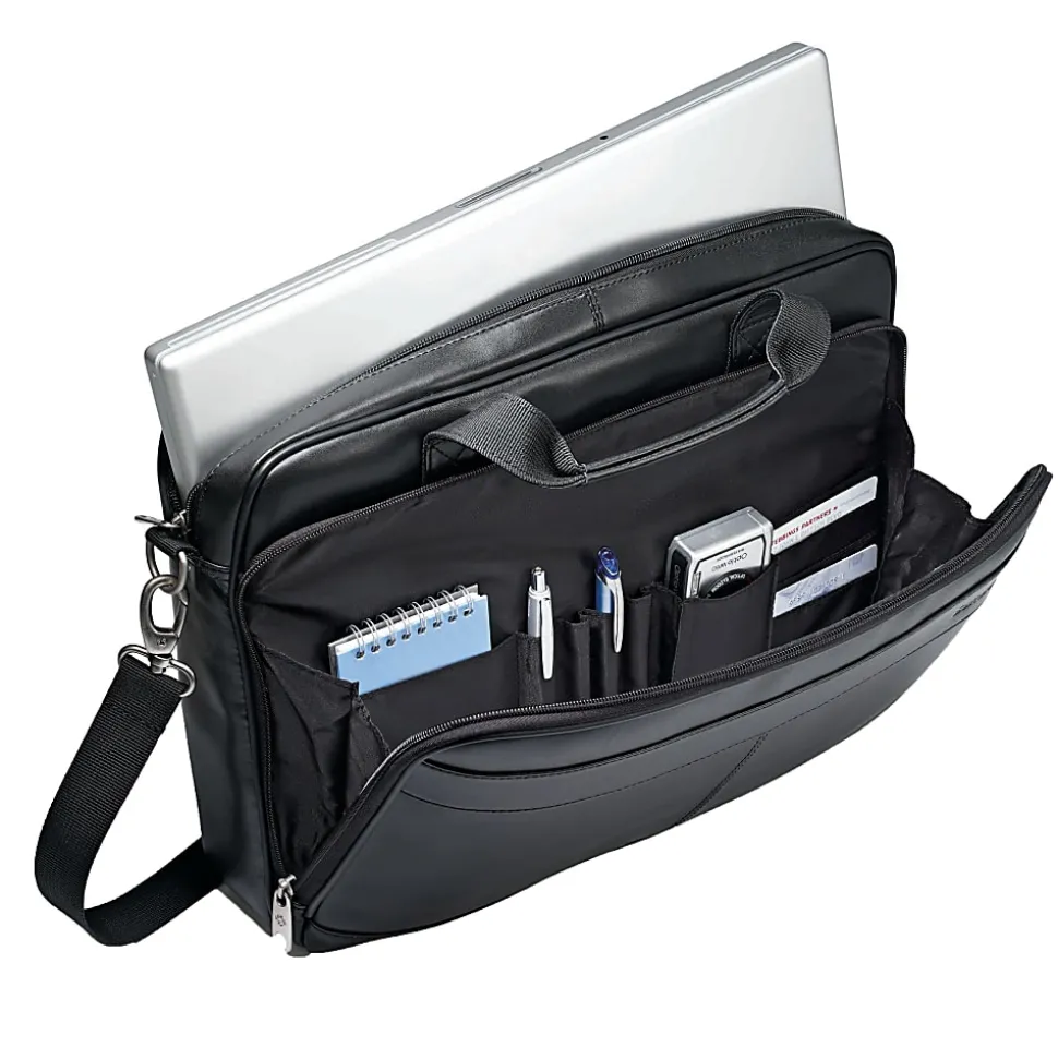 Samsonite LEATHER SLIM BRIEFCASE Color Black