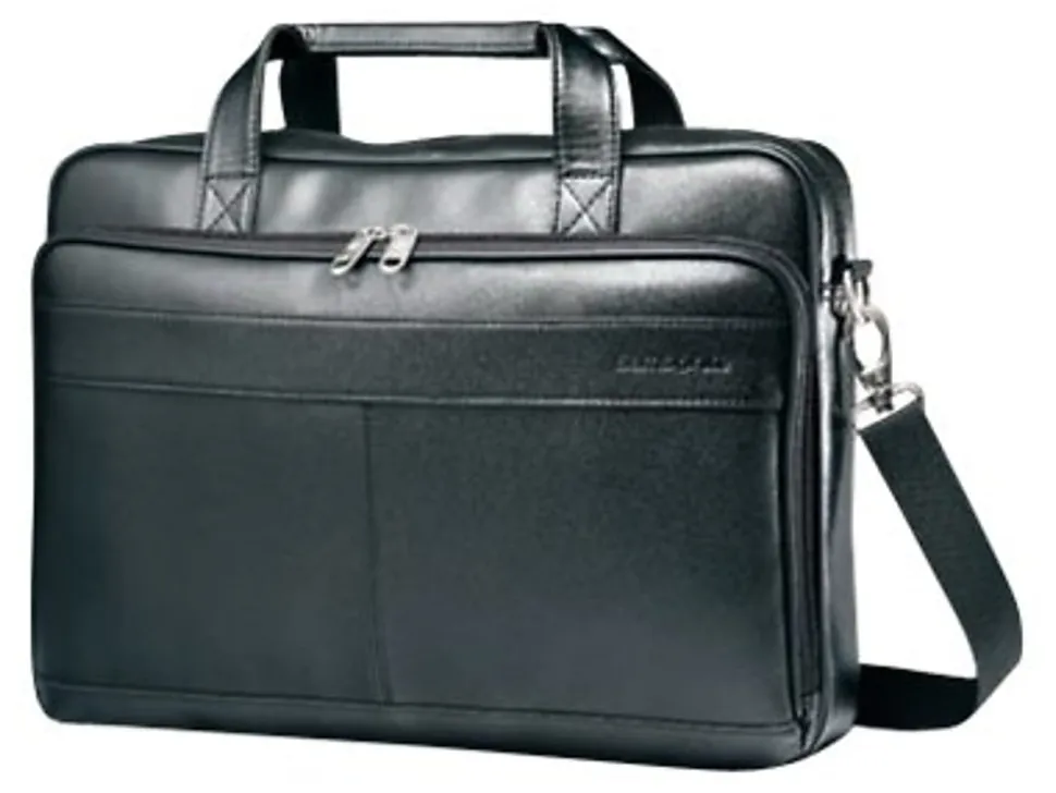 Samsonite LEATHER SLIM BRIEFCASE Color Black