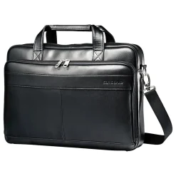 Samsonite LEATHER SLIM BRIEFCASE Color Black