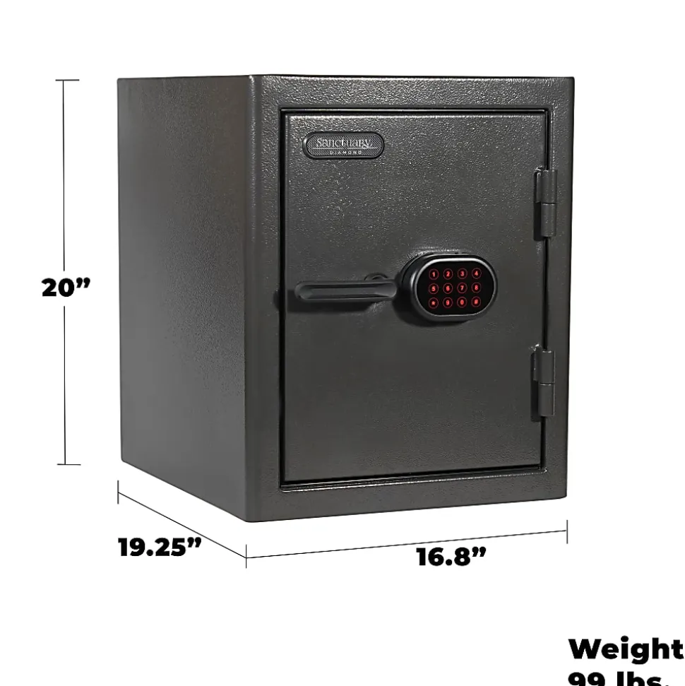 Sanctuary Diamond Fireproof/Waterproof Home And Office Safe With Electronic Lock, 2.2 Cu. Ft. Capacity, Dark Gray Hammertone