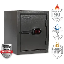 Sanctuary Diamond Fireproof/Waterproof Home And Office Safe With Electronic Lock, 2.2 Cu. Ft. Capacity, Dark Gray Hammertone