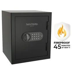 Sanctuary Onyx Fireproof Home And Office Safe With Electronic Lock, 1.01 Cu. Ft. Capacity, Matte Black