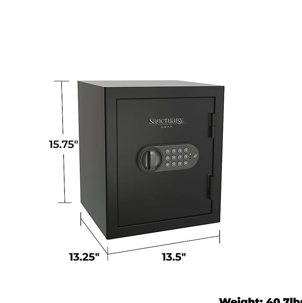Sanctuary Onyx Fireproof Home And Office Safe With Electronic Lock, 1.01 Cu. Ft. Capacity, Matte Black