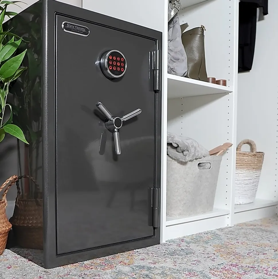 Sanctuary Platinum Fireproof/Waterproof Home And Office Safe With Electronic Lock, 4.98 Cu. Ft. Capacity, Dark Gray Metallic