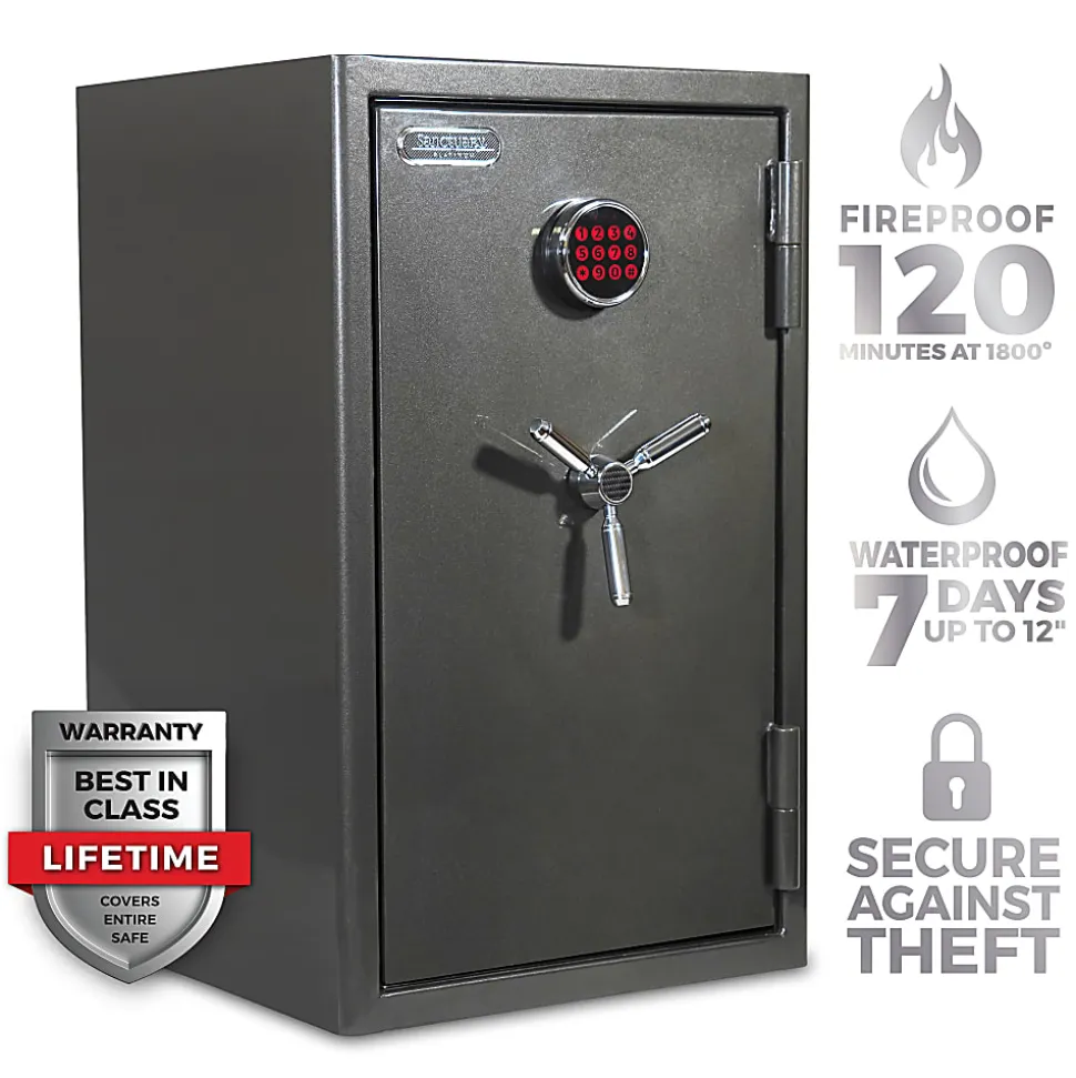 Sanctuary Platinum Fireproof/Waterproof Home And Office Safe With Electronic Lock, 4.98 Cu. Ft. Capacity, Dark Gray Metallic