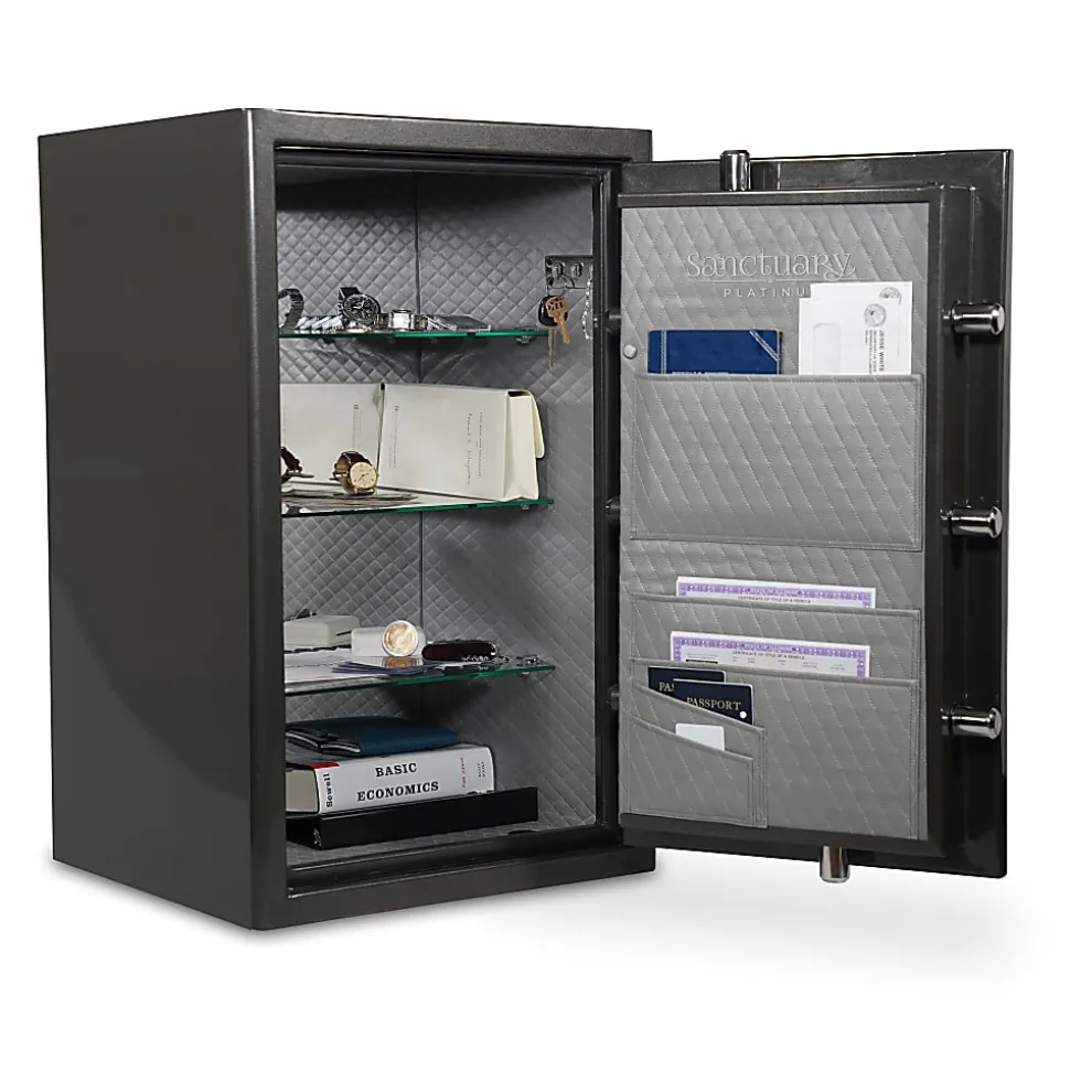 Sanctuary Platinum Fireproof/Waterproof Home And Office Safe With Electronic Lock, 4.98 Cu. Ft. Capacity, Dark Gray Metallic