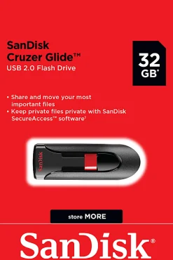 SanDisk® Cruzer™ Glide USB Flash Drive, 32GB, Black