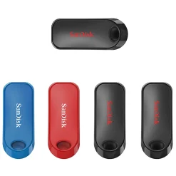 SanDisk Cruzer Snap™ USB 2.0 Flash Drives, Pack of 5, 32GB, Black, Red, Blue