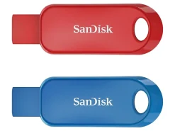 Sandisk Cruzer Snap USB Flash Drive Pack of 2, 32GB, Red and Blue
