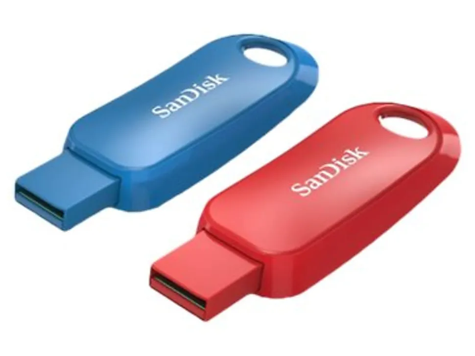 Sandisk Cruzer Snap USB Flash Drive Pack of 2, 32GB, Red and Blue