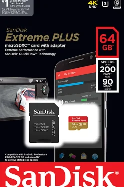 SanDisk Extreme® PLUS microSDXC™ UHS-I card, 64GB