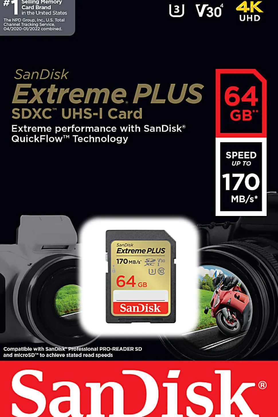 SanDisk Extreme® PLUS SDXC™ UHS-I card, 64GB