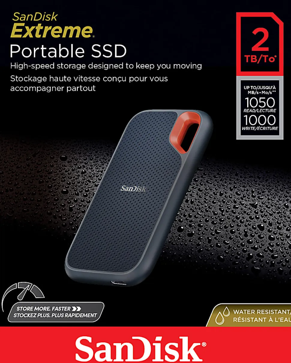 SanDisk® Extreme® Portable SSD, 2TB, Black