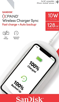 SanDisk® Ixpand® Wireless Charger Sync, 128GB, White