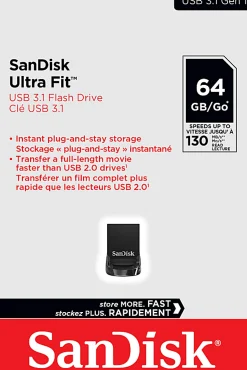 SanDisk® Ultra Fit™ USB 3.1 Flash Drive, 64GB, Black