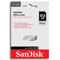 SanDisk® Ultra Luxe USB 3.2 Flash Drive, 512GB, Silver