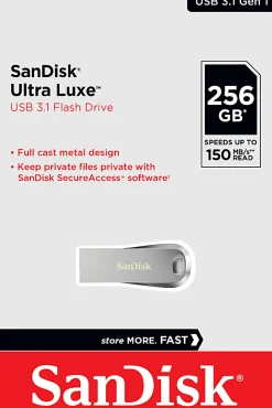 SanDisk® Ultra Luxe USB 3.1 Flash Drive, 256GB, Silver