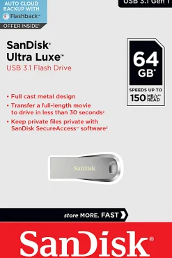 SanDisk Ultra Luxe USB 3.1, 64GB, Silver Metal