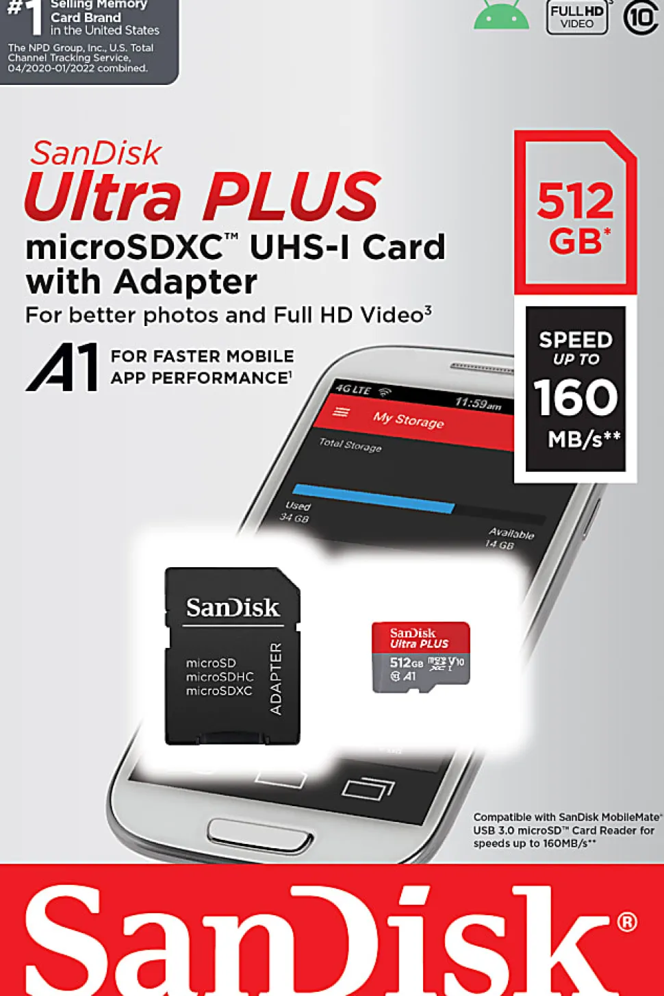 SanDisk® Ultra® PLUS microSDXC™ Memory Card, 512GB