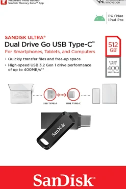 SanDisk USB Type-C Dual Drive, 512 GB, Black