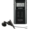 Sangean DT180BLK Portable Pocket AM/FM Digital Clock Radio, 3-11/16”H x 3/4”W x 1-15/16”D, Black